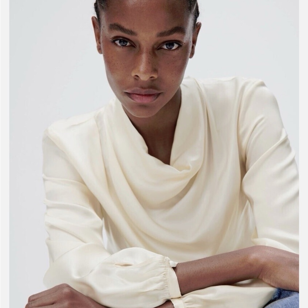 Elegant Satin Cream Women's top